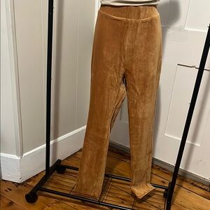 Chocolate Tan Corduroy Pants High-Waisted Relaxed Fit
